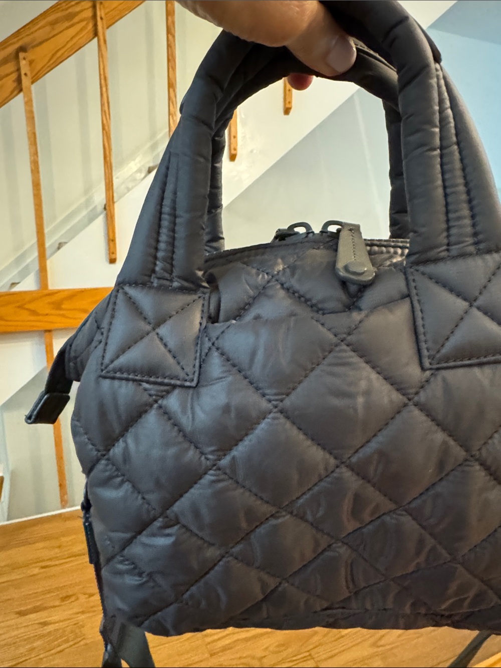 Quince Transit Quilted Small Crossbody Tote Charcoal - Picture 3 of 3